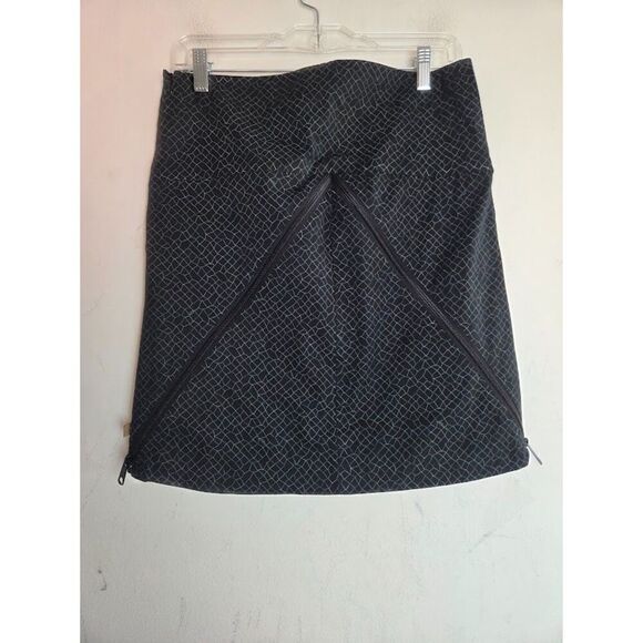 SKFK Skunkfunk Black w/Green Print Zipper Detail Cotton Athletic Skirt size 36 - Picture 5 of 9